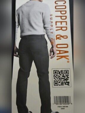 Copper and Oak Men's Black Casual Pants Size 34 X 30. Machine Washable.